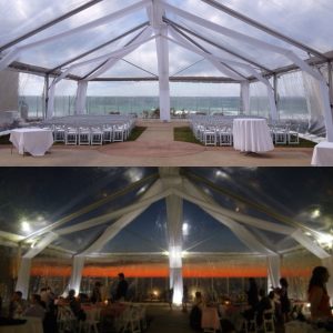 Take advantage of amazing views with a ClearTop tent, beautiful both in day and at night.
