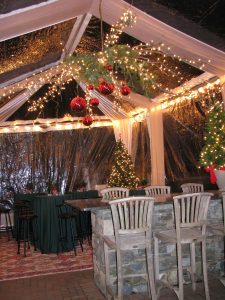 This clear top tent was installed for a holiday winter party