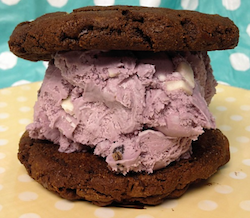 A Cookie Monstah ice cream sandwich.